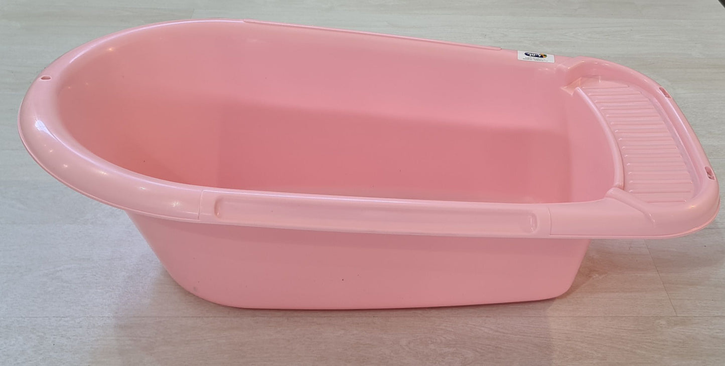 אמבטיה לתינוק עם מעמד מתקפל ,פקק וצינור ריקון ליטף - אמבטיה+מעמד תכלת