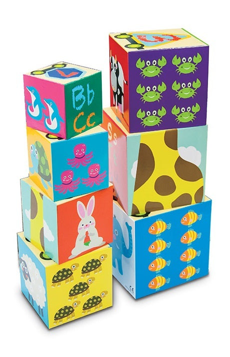 מגדל קוביות מאוירות הניתנות להכנסה אחת בתוך השניה iam toys