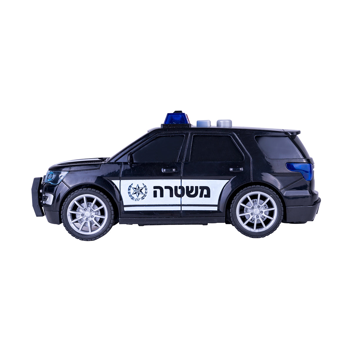 מכונית משטרה נוסעת דוברת עברית