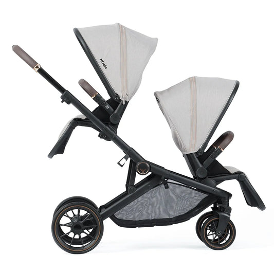 עגלת תאומים דיליאנס&קו נואל אפור בז’ + 2 סל שכיבה – Dillians&Co NOelle