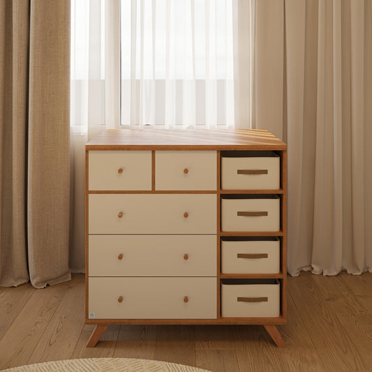 שידה לתינוק סלסי סלסלאות מטר לבן טבעי- מגירות טריקה שקטה