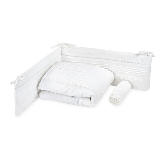 סט למיטת מטר תחרה לבנה