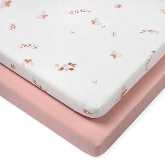 זוג סדינים למיטה פרפרים ורודים