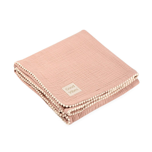 שמיכת טטרא 100*75 ס"מ GOOD VIBES ורוד