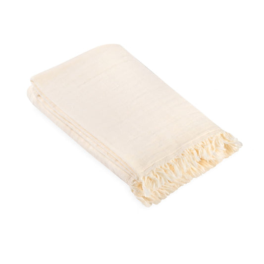 שמיכת טטרא עם פרנזים 75/100 לבן