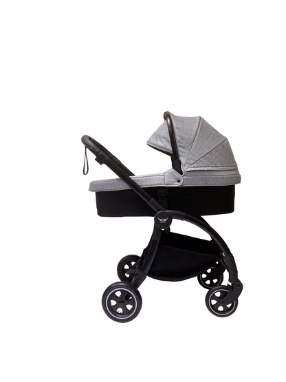 עגלה משולבת בייבי בוס בוב - קט baby-boss bobcat 2 שלד ניקל בד אפור