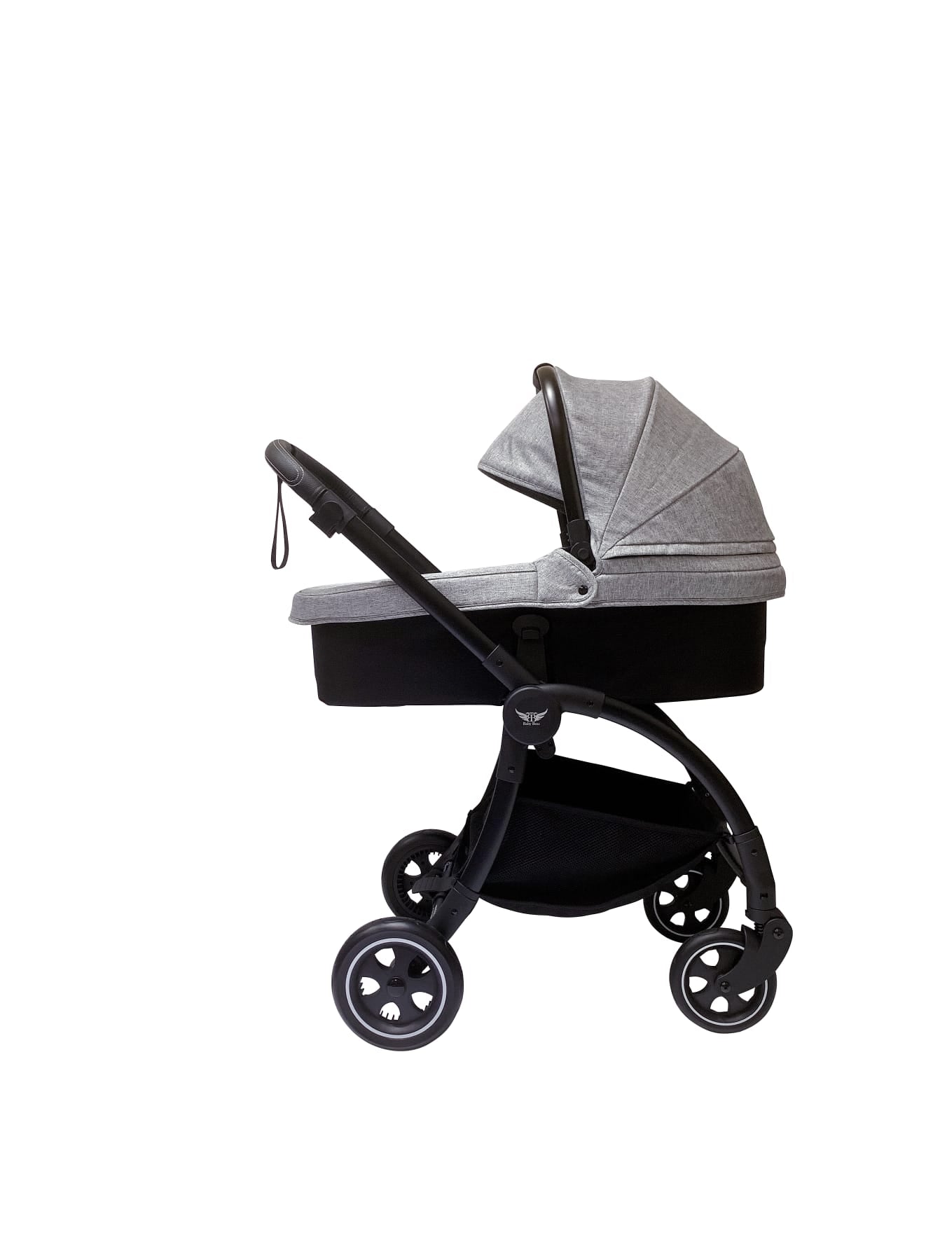 עגלה משולבת בייבי בוס בוב - קט baby-boss bobcat 2 שלד ניקל בד אפור - שלד שחור בד כחול