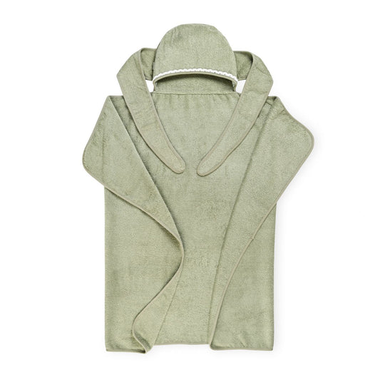 מגבת קשירה וכובע תחרה ירוקה