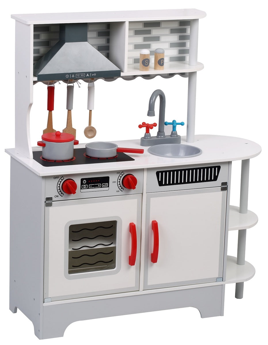 השף הקטן - מטבח עץ לילדים עם 8 אביזרי משחק -  פיט טויז