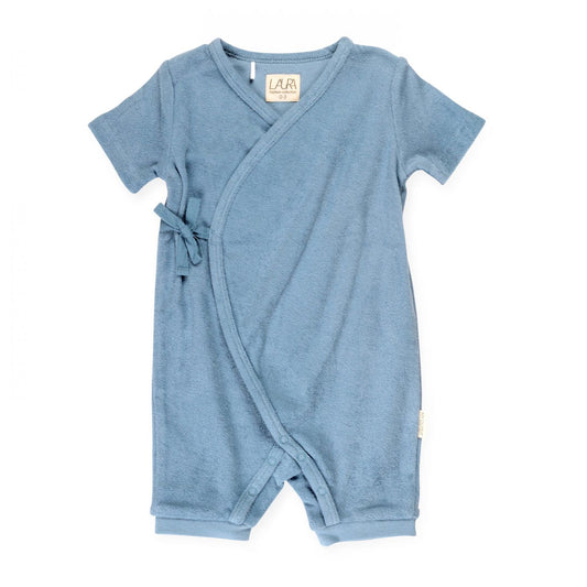 אוברול קצר עם קשירה טרי כחול