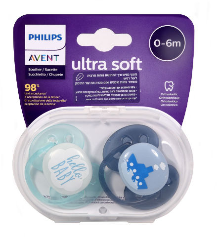זוג מוצצים 0-6 AVENT ULTRA SOFT אוונט