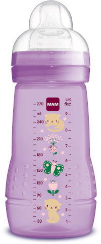 בקבוק 270 מ"ל לתינוק ללא פתח מתברג מלמטה  MAM