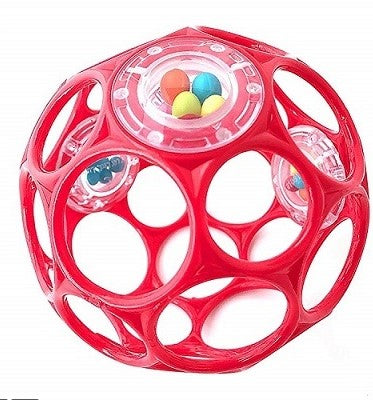 כדור סיליקון קלאסי לפעוט עם חרוזים Oball - אדום