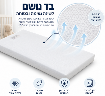 מזרן דו־צדדי למיטת תינוק 1 מטר – 63×100 ס"מ