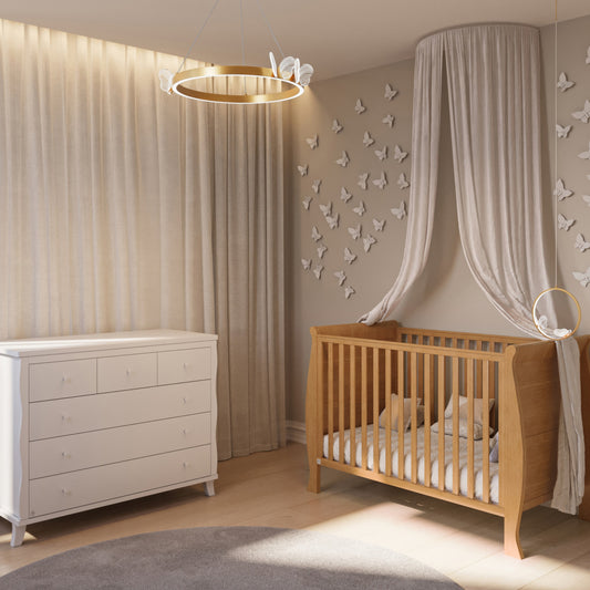 חדר שינה לתינוק ומעבר ויקטורי טבעי לבן- צפי חזרה שידה למלאי אמצע אפריל