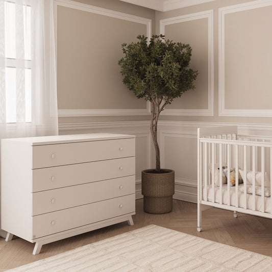 חדר שינה לתינוק ומעבר דור 120 ס"מ + מיטה טד לבן טריקה שקטה