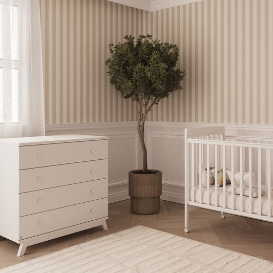 חדר שינה לתינוק ומעבר דורי 100 ס"מ לבן טריקה שקטה