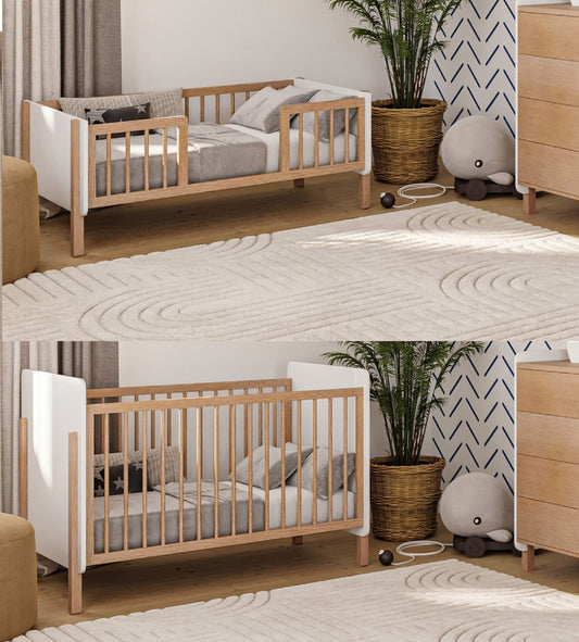 מיטת תינוק 2 ב 1- וינה לבן טבעי