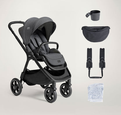 עגלת תינוק המתאימה מלידה וכוללת סל שכיבה finiti™ With Ramble™ xl Signature - Ebony - אפור כהה
