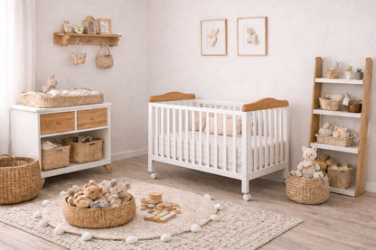מיטת תינוק באורך מטר Nana - לבן בישלוב טבעי White/Neutral