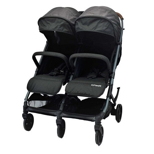 עגלת תאומים/אחים אינפנטי INFANTI דגם דואו קומפקט DUO COMPACT מלידה - אפור