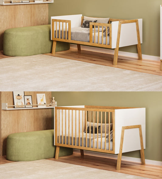 מיטה לתינוק 2 ב 1- קמליה לבן טבעי